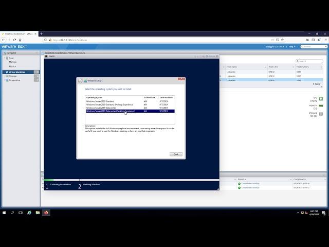 Creating a Virtual Machine in the VMware Host Client (ESXi 7.0)