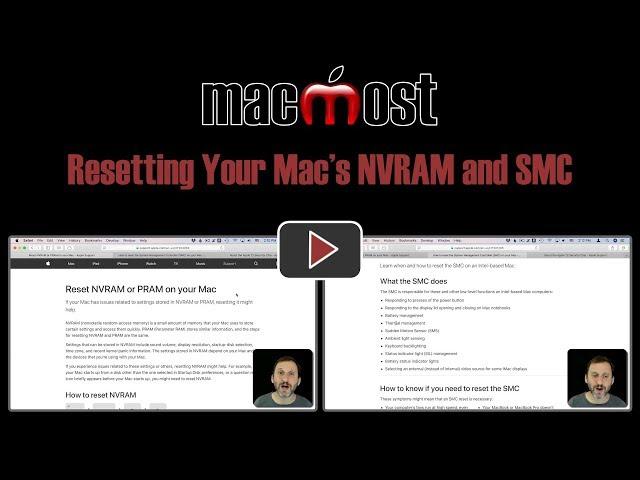 Resetting Your Mac's NVRAM and SMC (MacMost #1865)