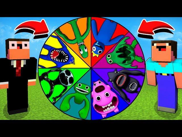 НУБ И ПРО КРУТЯТ КОЛЕСО GARTEN OF BANBAN 3 РАДУЖНЫЕ ДРУЗЬЯ в МАЙНКРАФТ RAINBOW FRIENDS MINECRAFT