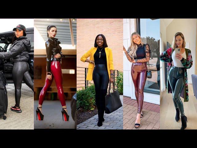 WETLOOK:  How To Style Spanx Faux Leather Leggings | Wet Look Like Leggings  (Leather Pants)