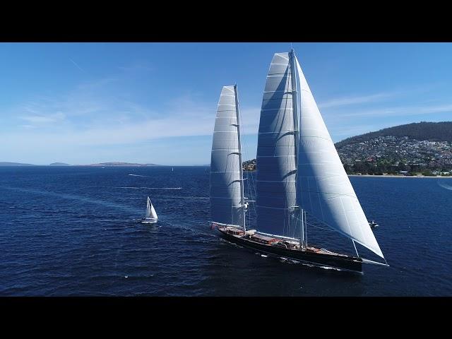 Hetairos ketch sailing into Hobart (4K)