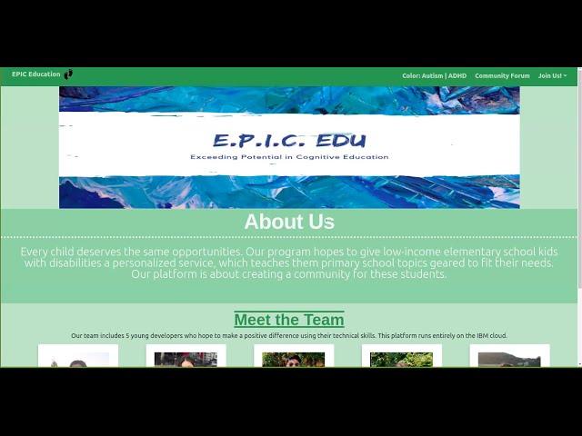 EPIC EDU -- IBM GOOD TECH SCHOLARS 2020