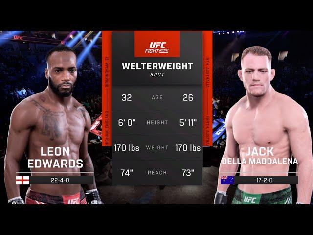 UFC London Leon Edwards vs Jack Della Maddalena WW Fight Simulation 󠁧󠁢󠁥󠁮󠁧󠁿 O2 Arena (Rumored)