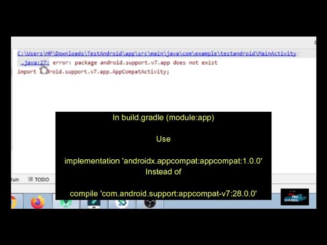 Error “package android.support.v7.app does not exist”