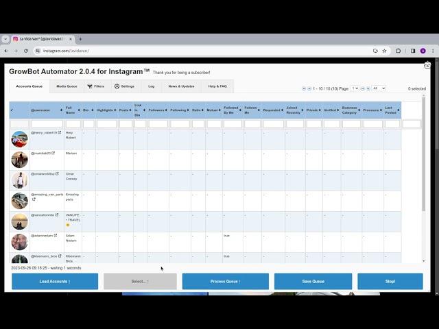 Load Followers → Get More Data → Sort Queue [Growbot for Instagram Tutorial]