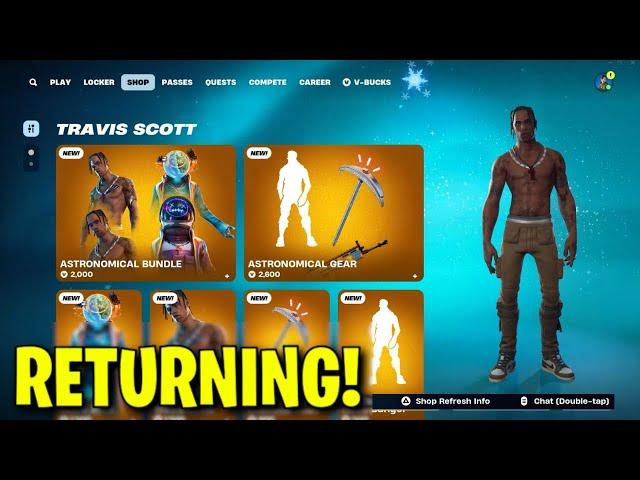 TRAVIS SCOTT SKIN RETURN DATE in FORTNITE ITEM SHOP! (Is Travis Scott Skin Returning 2025?)