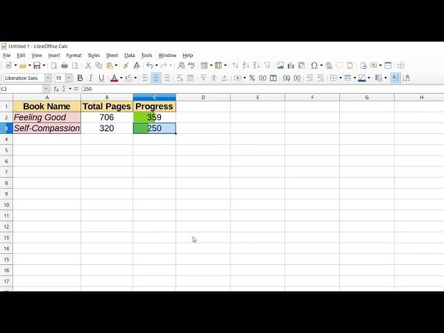 Progress bar in Libreoffice Calc Spreadsheet