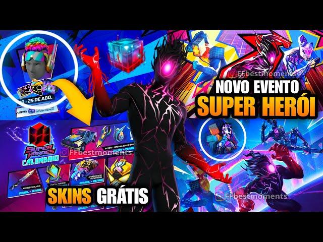 VAZOU! TUDO DO NOVO EVENTO SUPER HEROIS! SKIN SUPERVACUO, TENGEN GRÁTIS E MAIS NOVIDADES FREE FIRE