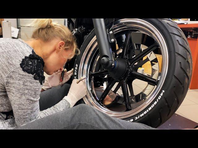 Fredy.ee Custom Harley-Davidson V-Rod White Letter Tires Making.