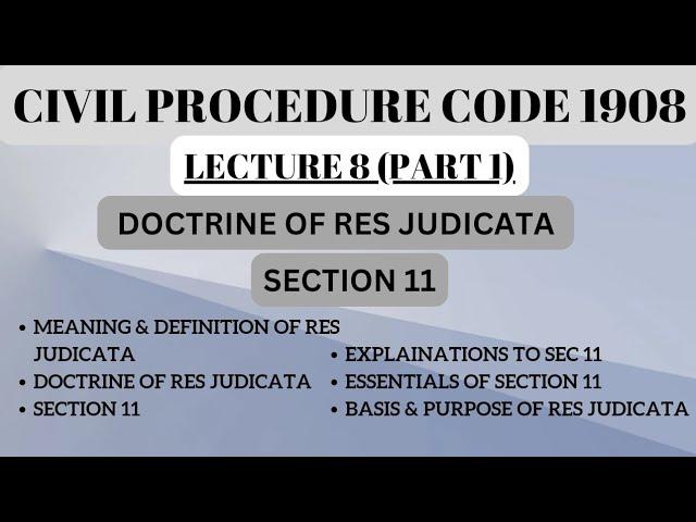 RESJUDICATA IN CPC |SECTION 11 OF CPC#resjudicata #codeofcivilprocedure1908