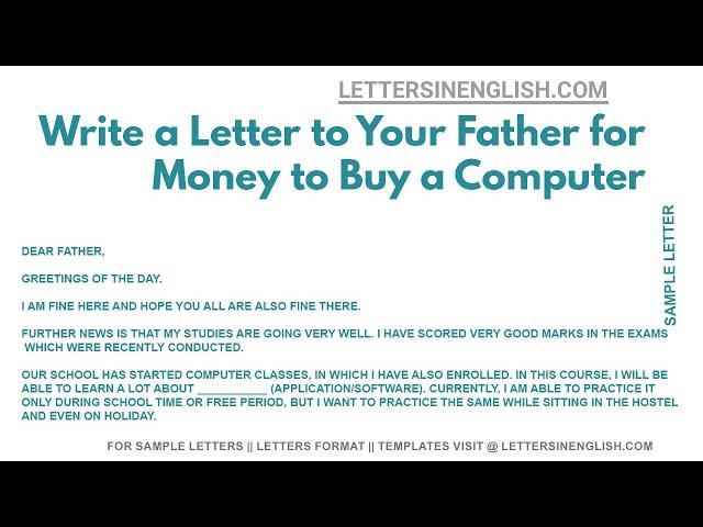 Write A Letter To Your Father For Money To Buy A Computer