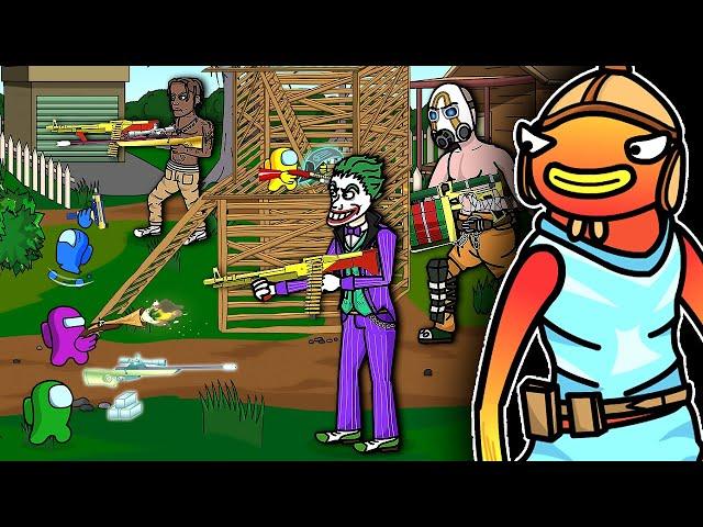 AMONG US vs. FORTNITE HEROES - Fishstick, Travis Scott, The Joker, Psycho Bandit | Toonz Animation