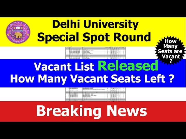 DU Special Spot Round Vacant list Released 2023 | How many Vacant Seats Left ? Gen, OBC, EWS, SC/ST