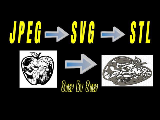 Convert a JPG to STL via a SVG File - 2D to 3D : 3D Processing Demo