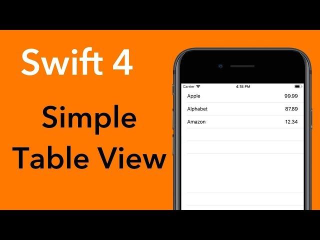 How to create a Table View (Swift 4 + Xcode 9.0)