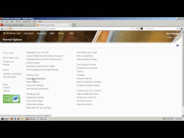 How To Use A Web-Based Hotmail Email Signature With Image