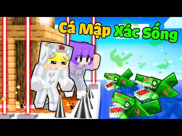 Tô Gà Thử Thách 24H Xây Nhà An Toàn Chống Cá Mập Zombie.EXE Trong MInecraft!?