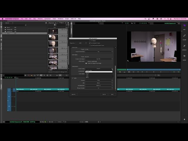Avid Export Settings: Exporting Using the .mov and H.264 selections