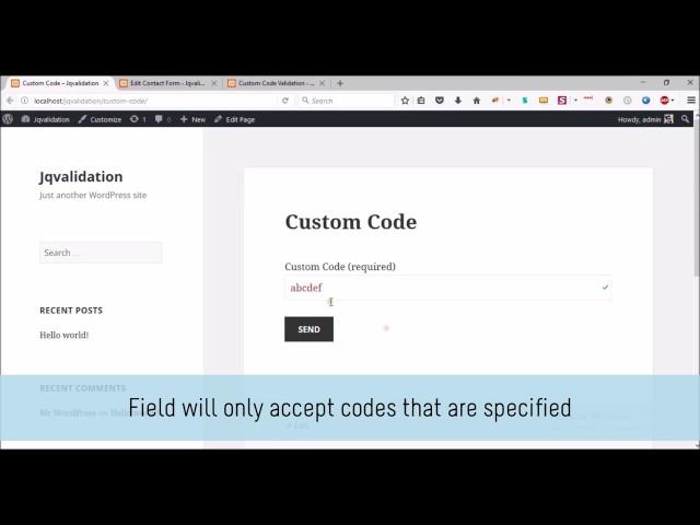 Jquery Validation For Contact Form 7 Pro - Custom Code Setup