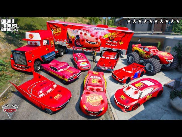 GTA 5 - Stealing HORROR MCQUEEN CARS with Franklin! (Real Life Cars #67)