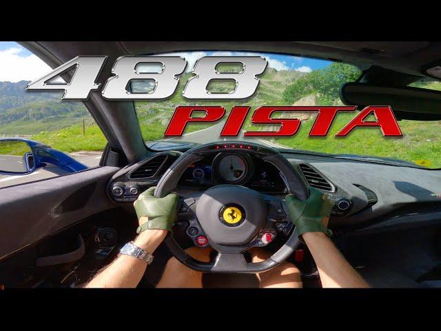 You drive the Ferrari 488 Pista on Susten Pass