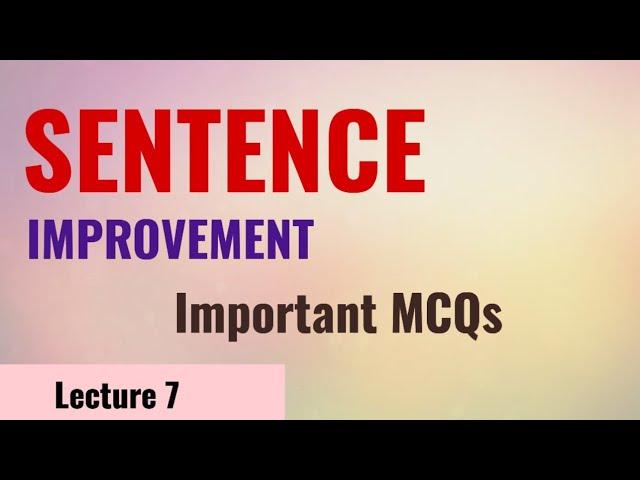 Sentence Improvement in English||Lecture 7|| TGT PGT English || Million Minds English ||