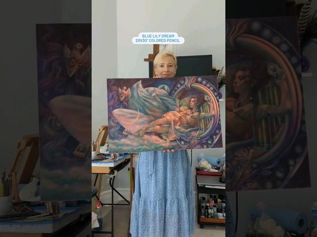 blue Lily Dream, #coloredpencildrawing #visionaryart #art