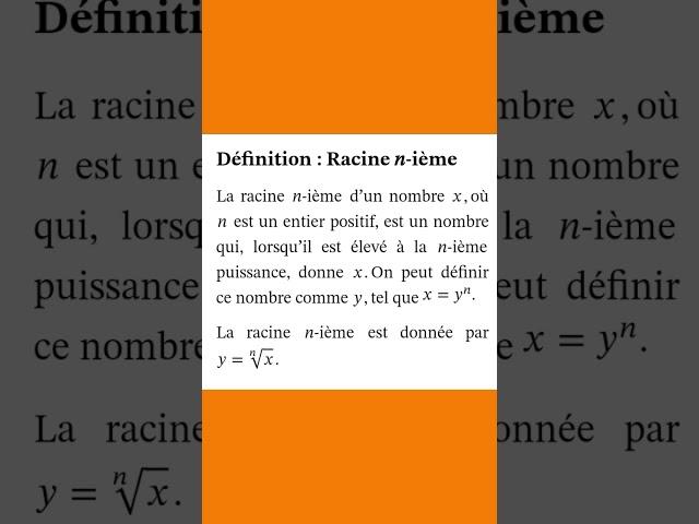 Définition de la racine n-ième. #maths #2bac #education #fonction #school