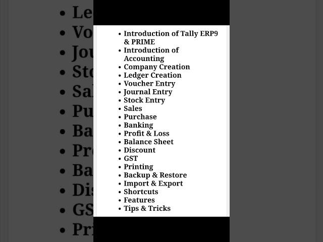 Tally syllabus for tally students #shorts #youtubeshorts #tallyprime #tranding #viral