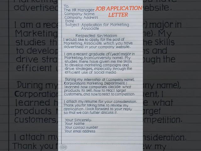 JOB APPLICATION LETTER FOR FRESH GRADUATE #shorts