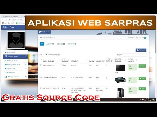 Aplikasi Web Sarana Prasarana Sekolah (Inventaris Barang) Gratis Source Code