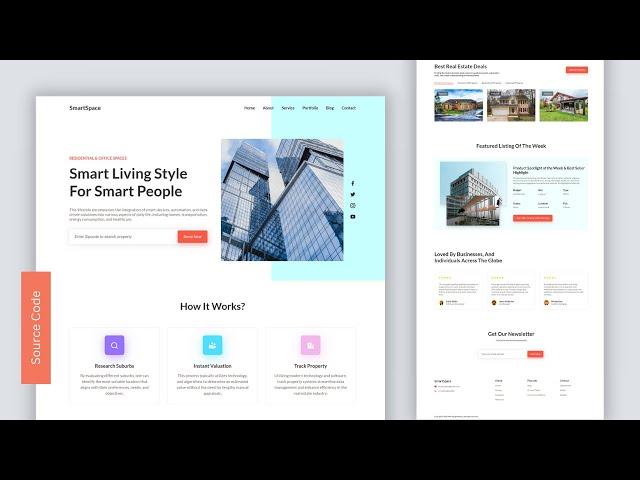 How To Create A Real Estate Website Landing Page Using HTML CSS | Responsive Website