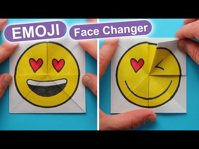 My mood - paper toy DIY. School craft - Origami Emoji paper toy. Emoji Magic Card - Face Changer