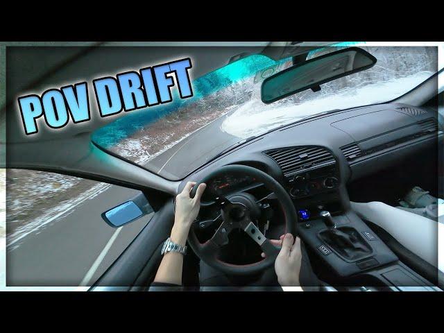 Drifting & Driving Winter Roads in a BMW E36 330d – POV Snow Drive