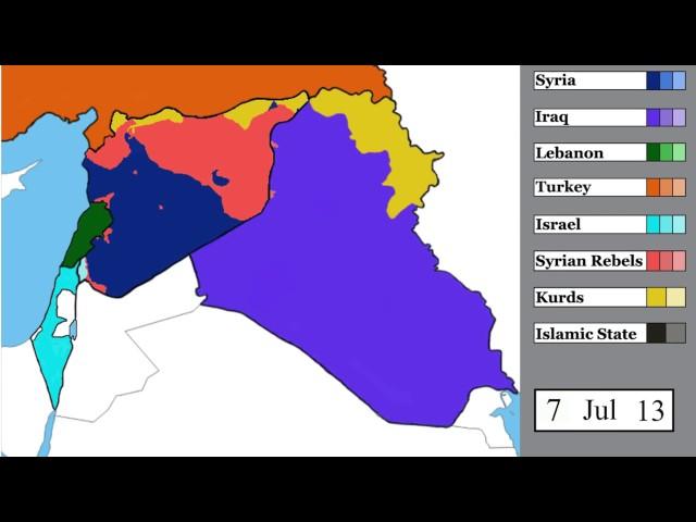 ИГИЛ, война в Сирии и в соседних странах  карта с 15 марта 2011 по  5 января 2017