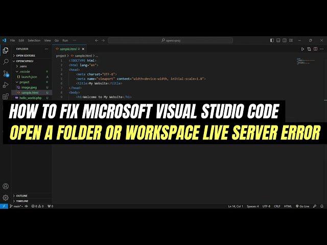 How to Fix Microsoft Visual Studio Code -  Open A Folder or Workspace Live Server Error | Easy Guide