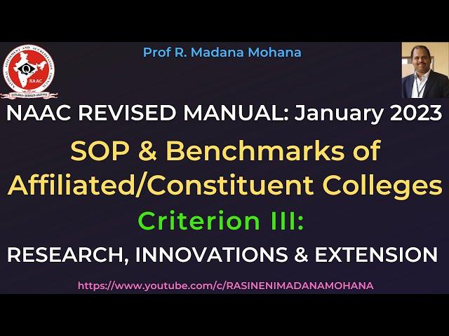 Research, Innovations & Extension (C3) | SOP & Benchmarks | NAAC Affiliated Colleges -January 2023