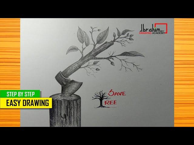 Don't Cut Trees | Awareness | Beginners Pencil Drawing Tutorial | Easy Drawing Method #11
