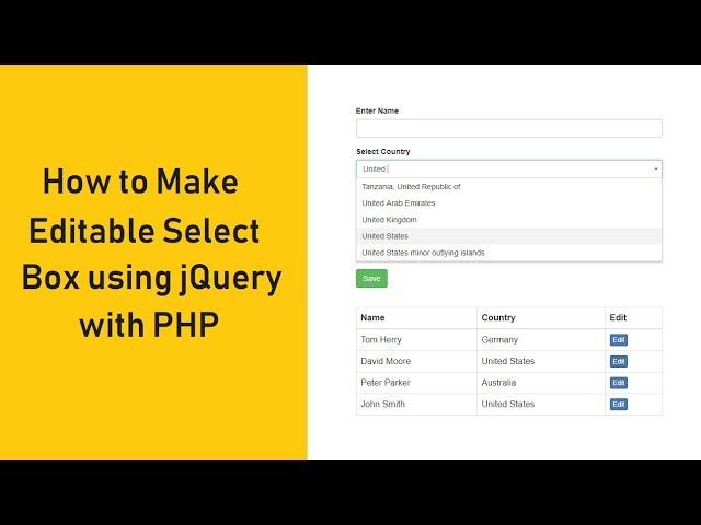 How to Make Editable Select Box using jQuery with PHP