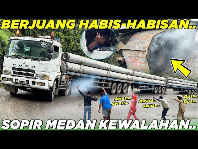 BERJUANG HABIS HABISAN !!! Sopir Medan Kewalahan Bawa Truk Muatan Rudal Panjang di Sitinjau Lauik