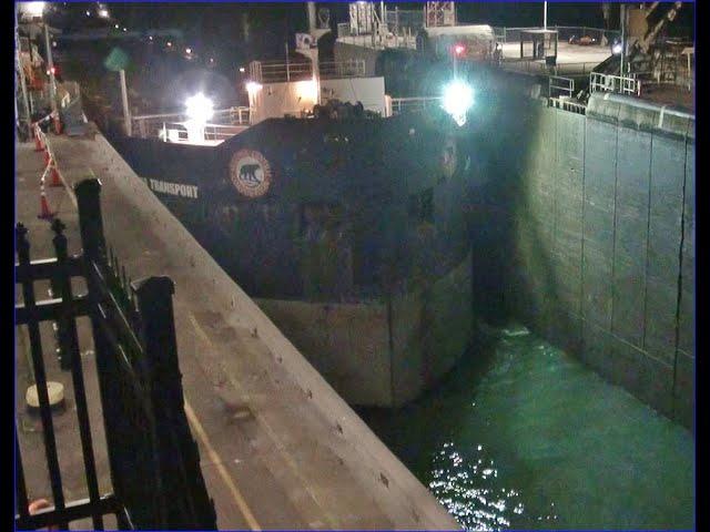 Ship ALGOMA TRANSPORT at Lock 3, Final upbound voyage on the Welland Canal, Jan 6, 2024