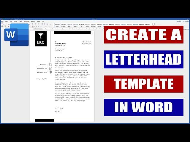 Create a Letterhead Word & Save as a Template | Microsoft word tutorials