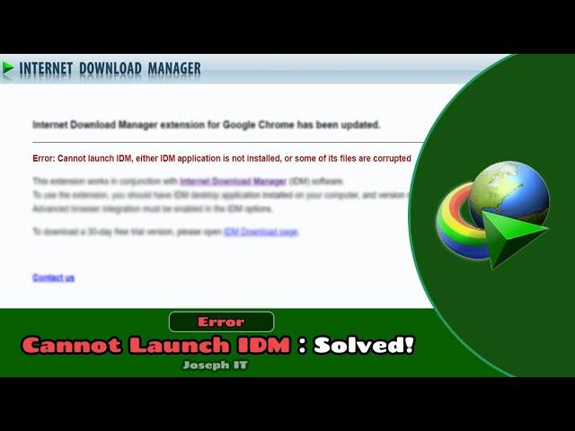 Cannot Launch IDM, either IDM application is not installed - IDM Error Solved !