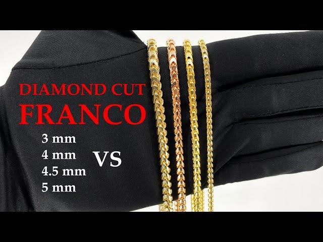 3 to 5 mm DIAMOND CUT FRANCO CHAINS - Compare them up close