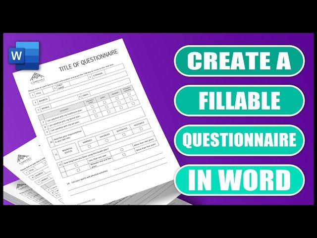 Create a FILLABLE DIGITAL QUESTIONNAIRE | FORM in word | Easy Tutorial