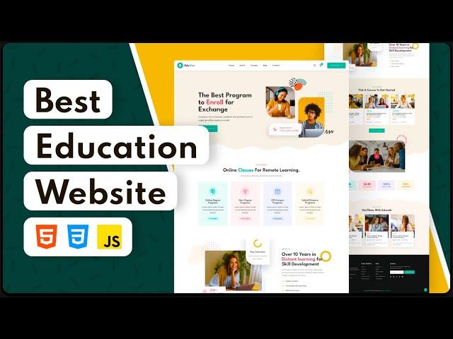 Responsive Education website design using Html CSS and JavaScript