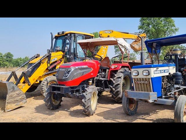 New Jcb 3dx Eco Machine Loading Red Mud In Mahindra and Swaraj Tractor | Jcb and Tractor Cartoon