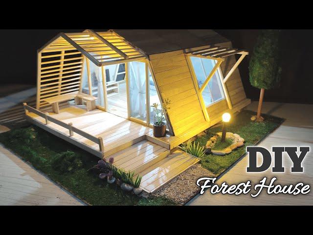 Miniature wooden house from popsicle sticks || rumah dari stik es krim