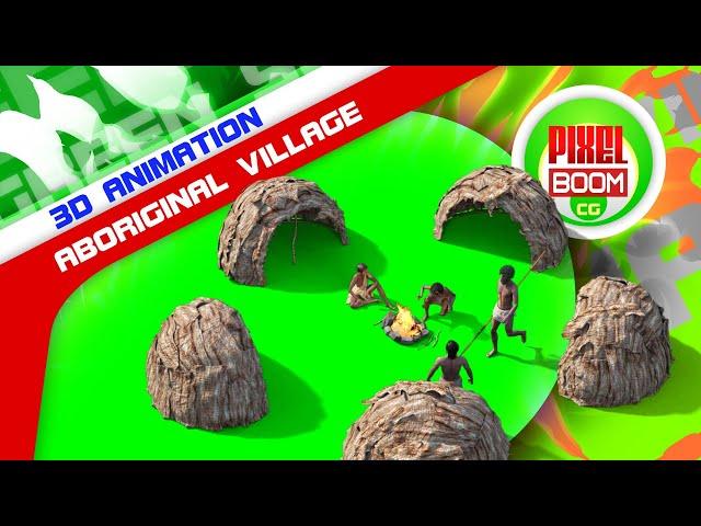 Green Screen Aboriginal Village 3D Animations PixelboomCG