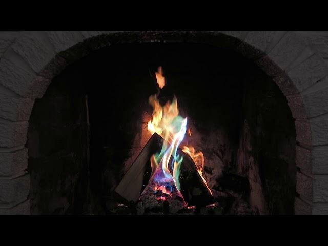 Colour Changing, Fireplace Real Log Fire Series, relax and unwind. Duration 1 hour, #008 full HD